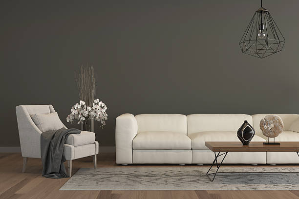 istock Modern white armchair and a sofa 579145914