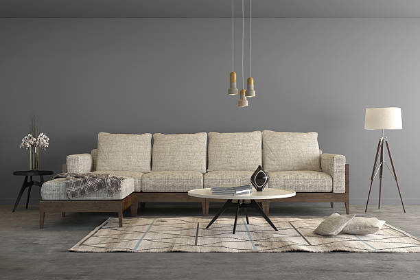 istock Modern beige sofa in a living room 579146604