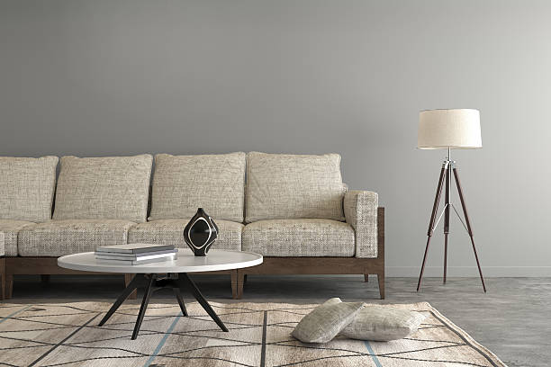 istock Beige sofa in a living room , letter box composition 579146718