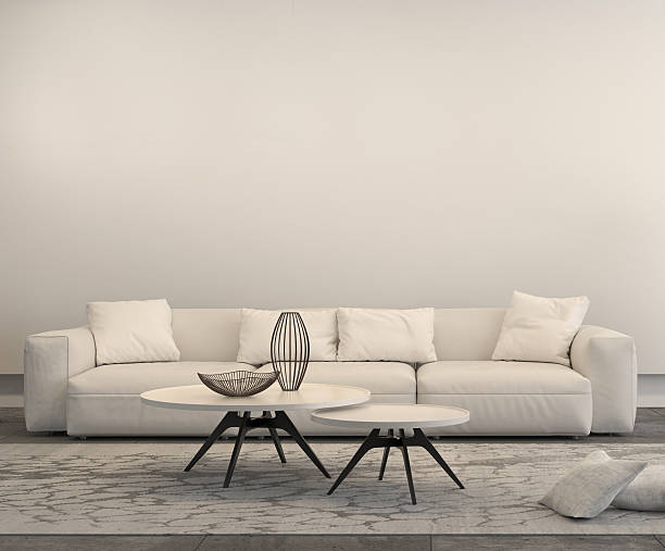 istock Modern white sofa in a living room 579146804