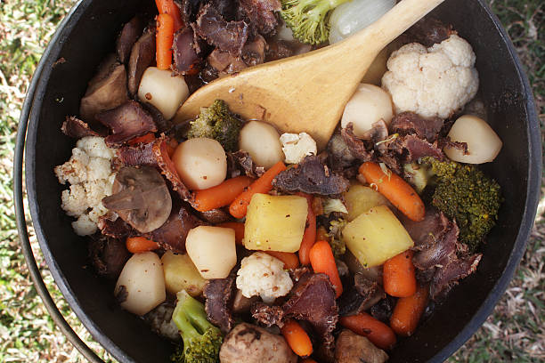 Biltong, beef and vegetable potjiekos