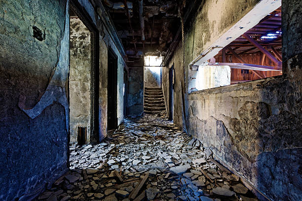 istock Old abandoned ruin factory damage building 579150528