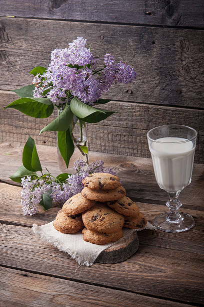 istock Stack of cookies with glass of milk 579150906