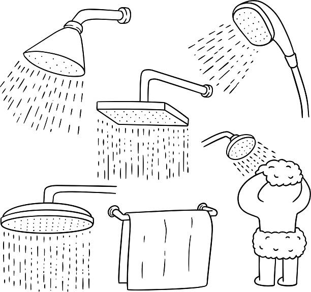 illustrazioni stock, clip art, cartoni animati e icone di tendenza di set vettoriale di doccia - doccia