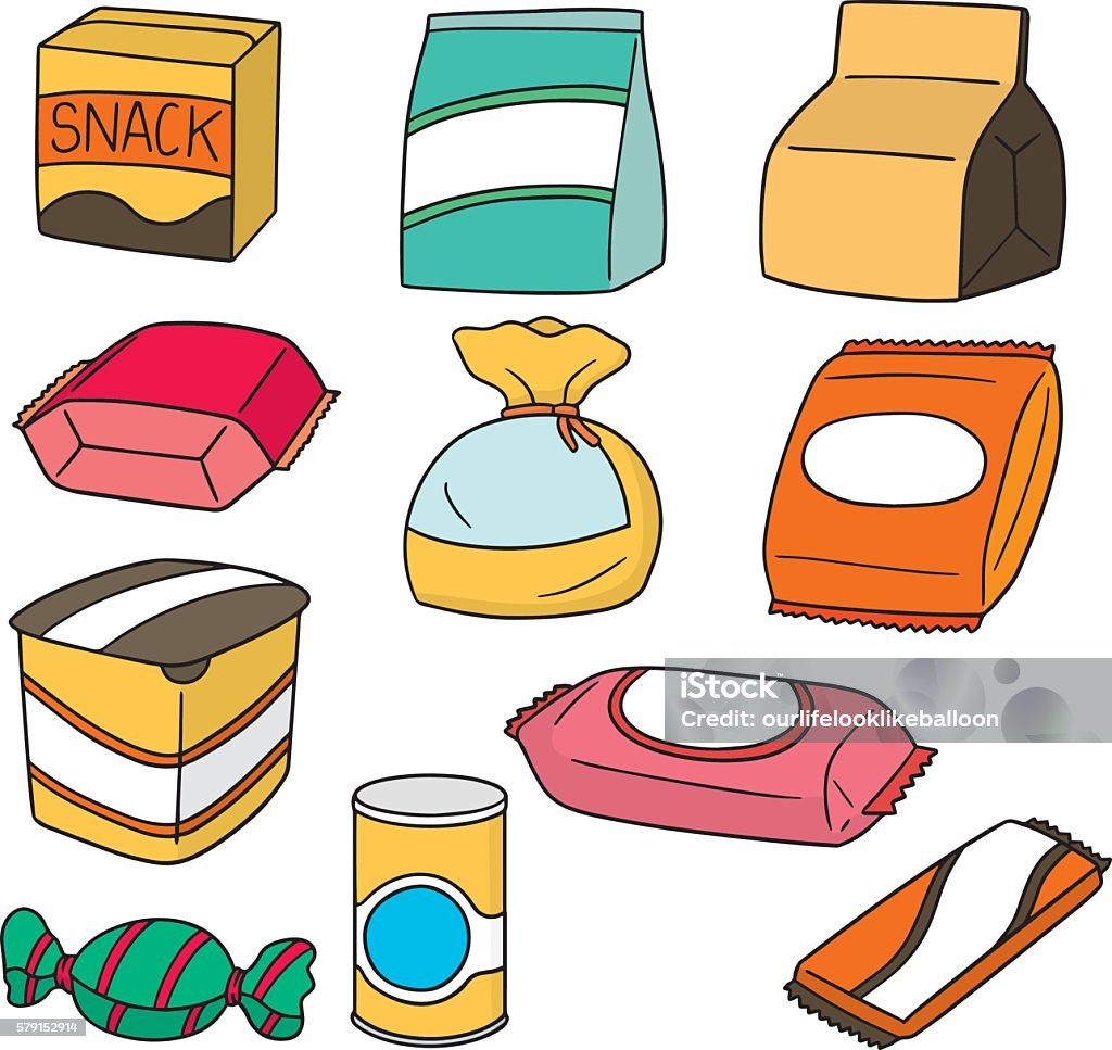 Snack Try Vector Vector Set Of Snack Stock Illustration - Download Image Now - Bag, Box ...