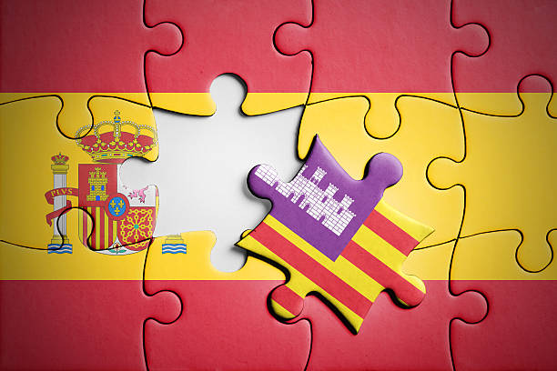istock Spain and Balearic Islands. Separatism concept puzzle. 579153682