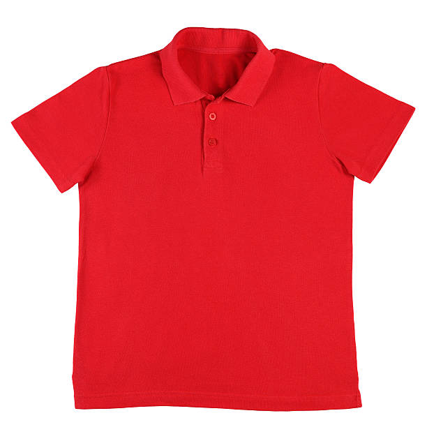 istock Red polo shirt isolated on white background 579154600