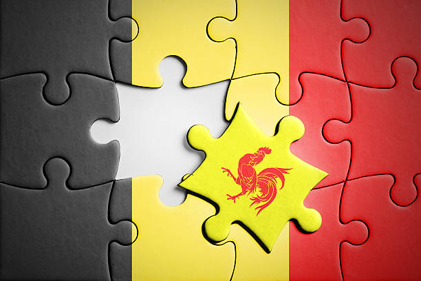 Belgium and Wallonia. Separatism concept puzzle.