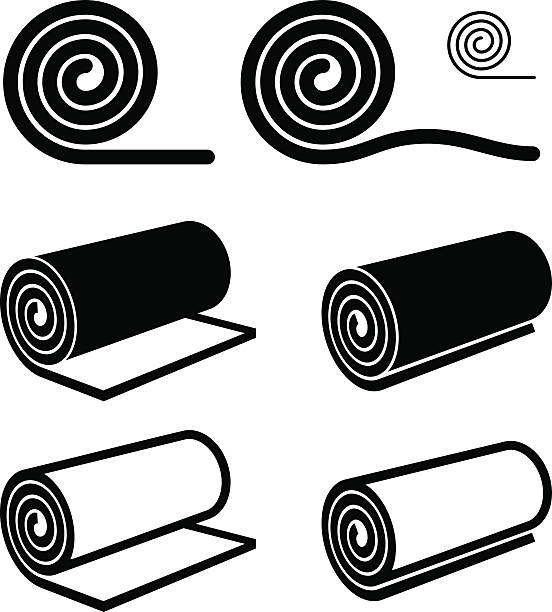 roll of anything black symbol roll of anything black symbol - illustration for the web rolled up stock illustrations