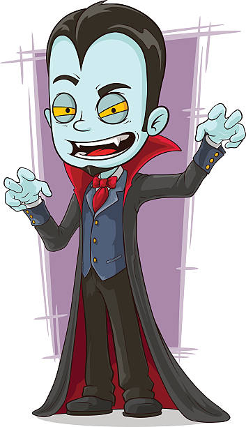 Cartoon scary vampire with canines A vector illustration of cartoon scary vampire with canines vampire man cartoons stock illustrations