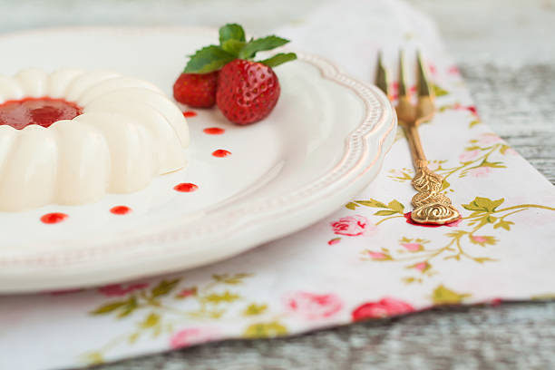 istock Dessert panna cotta with strawberry sauce 579160802
