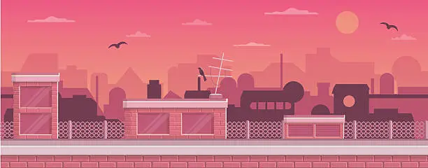 Vector illustration of Parallax ready game industrial background