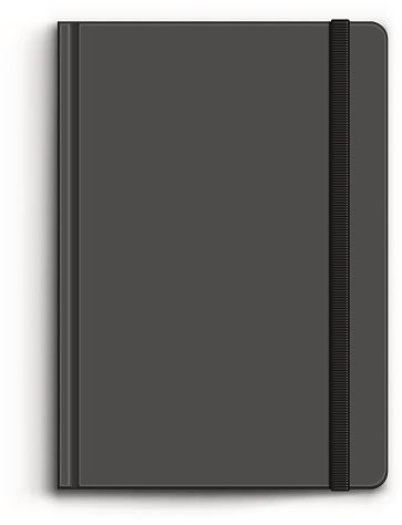 Closed black notebook. Vector illustration.