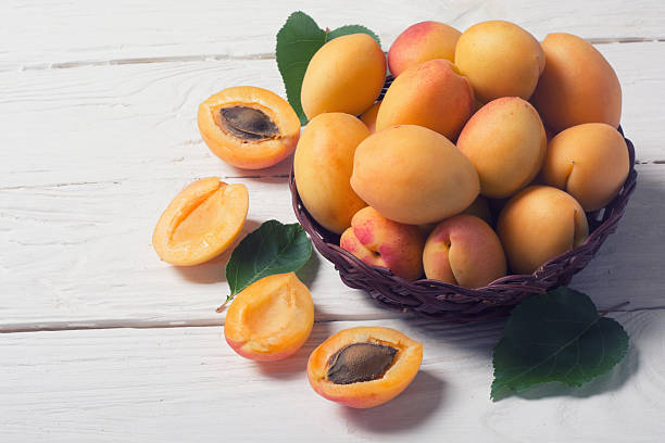 istock Basket of fresh apricots 579163582