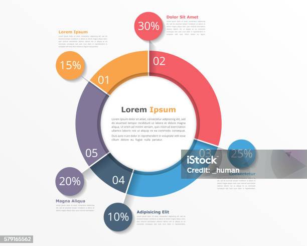 Pie Chart Infographics Stock Illustration - Download Image Now - Pie Chart, Five Objects, Number 5
