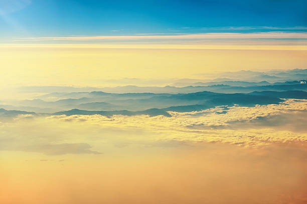 istock View from a plane to sunset on the sky 579219266