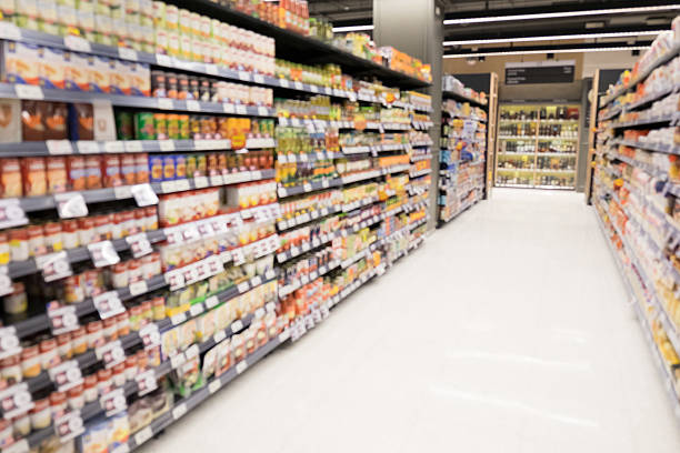istock Supermarket blur background ,Product shelf sauce 579219504