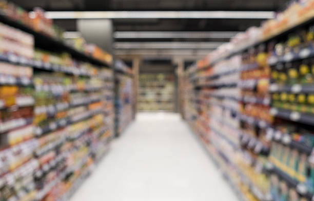 istock Supermarket blur background ,Product shelf sauce 579219584