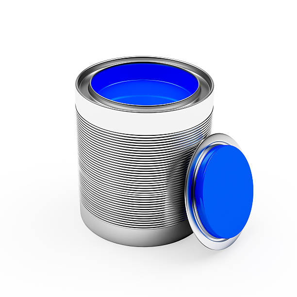 istock Opened a bank with blue paint on white 579219994