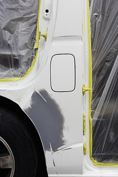 istock Car body work auto repair paint after the accident during 579220406