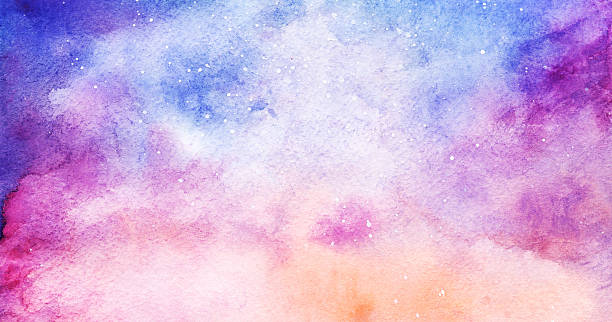 akwarela kolorowe gwiaździste przestrzeń galaktyki mgławica tło - spirituality star night sun stock illustrations