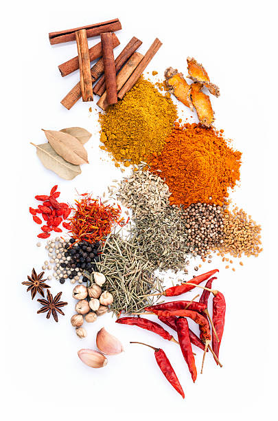istock Assorted of spices black pepper ,white pepper,fenugreek,cumin ,b 579221724
