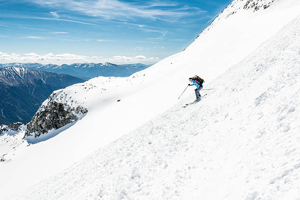 istock Female skier tackling a steep slope. 579222720