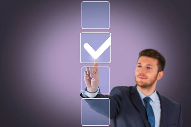 istock Businessman Choose Check List on Touch Screen 579223372