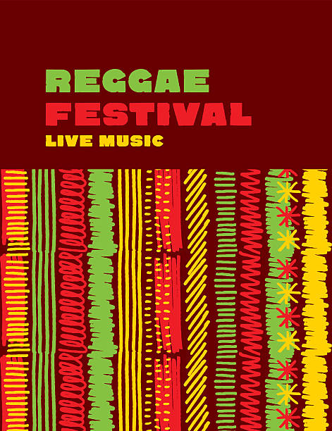 ilustrações, clipart, desenhos animados e ícones de reggae música clássica fundo de cor. jamaica pôster vetor iii - striped green dirty retro revival