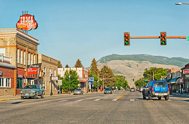Cody Wyoming City street View stock photo