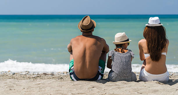istock Family sitting on beach 579232846