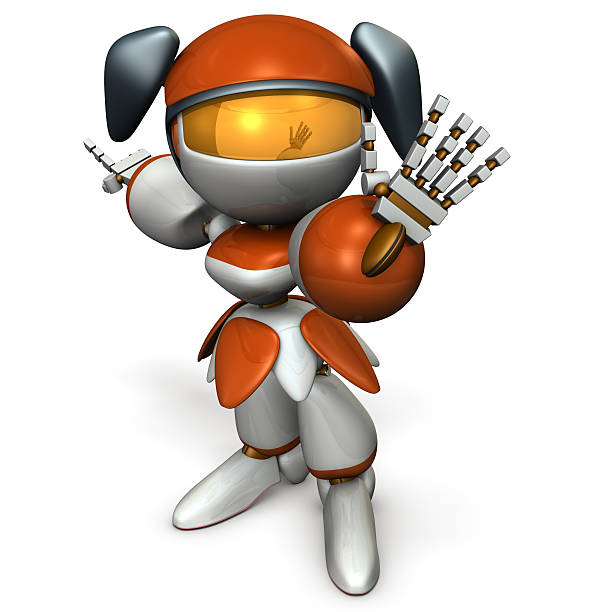 istock Cute robot rejected the opponent. 579233934