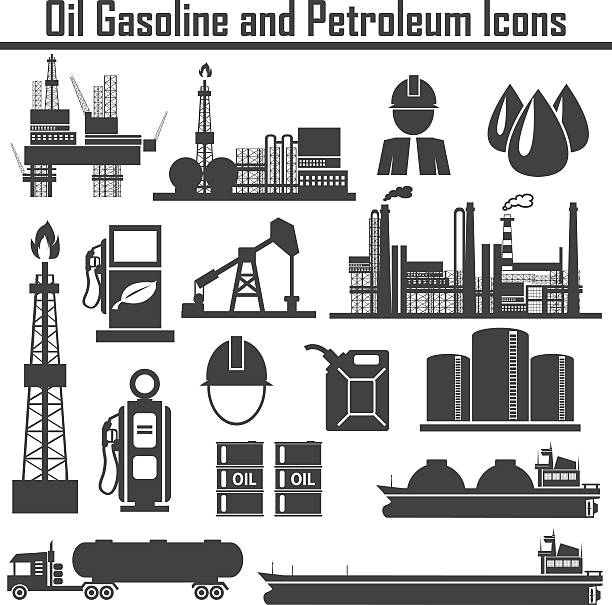 Bекторная иллюстрация Нефтяной значок набор Энергетика и технология ,вектор