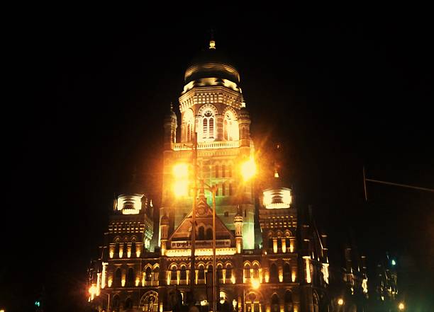 Night Light View of Muncipal Corporation of Greater Mumbai stock photo
