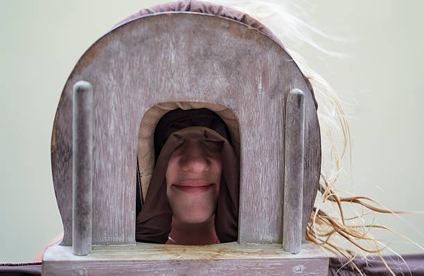 below view of a woman on a massage bed. - massage table imagens e fotografias de stock