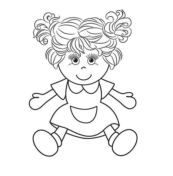 Outlined girl doll toy Outlined girl doll toy vector illustration on white background doll stock illustrations