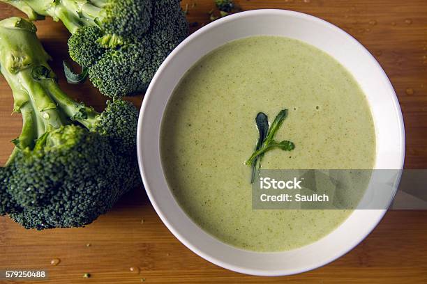 Cream Of Broccoli Soup Stock Photo - Download Image Now - Broccoli, Soup, Plant Stem