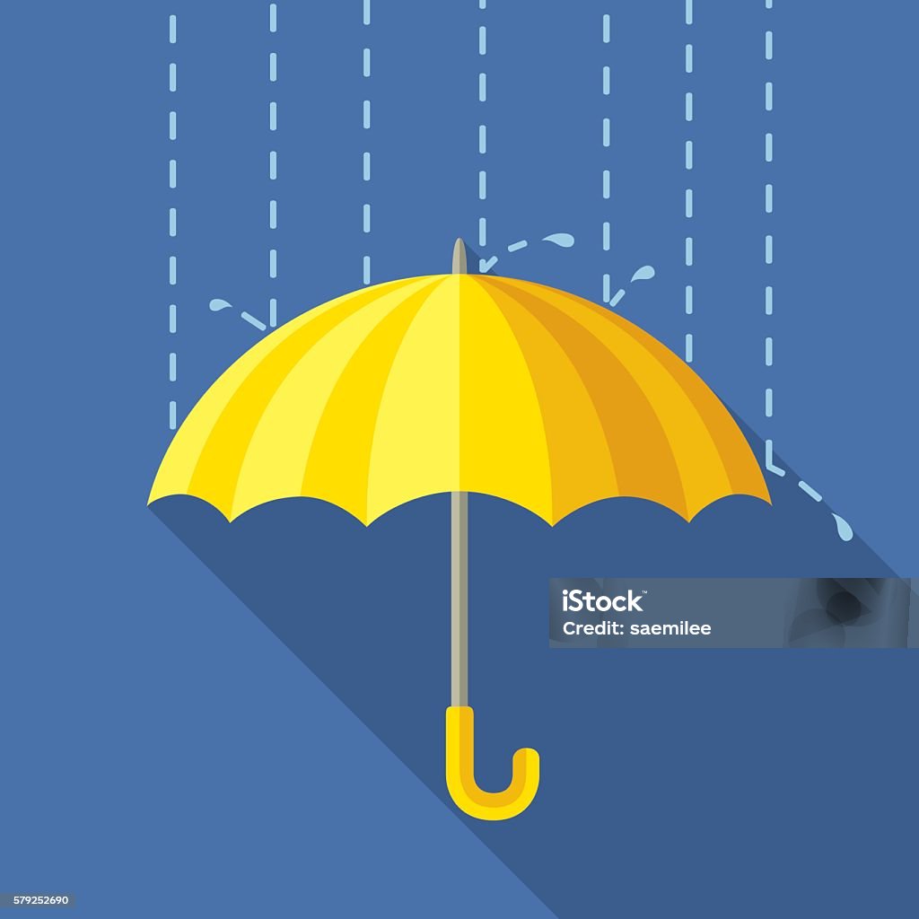Yelow Umbrella Vector illustration of umbrella and rain. Umbrella stock vector