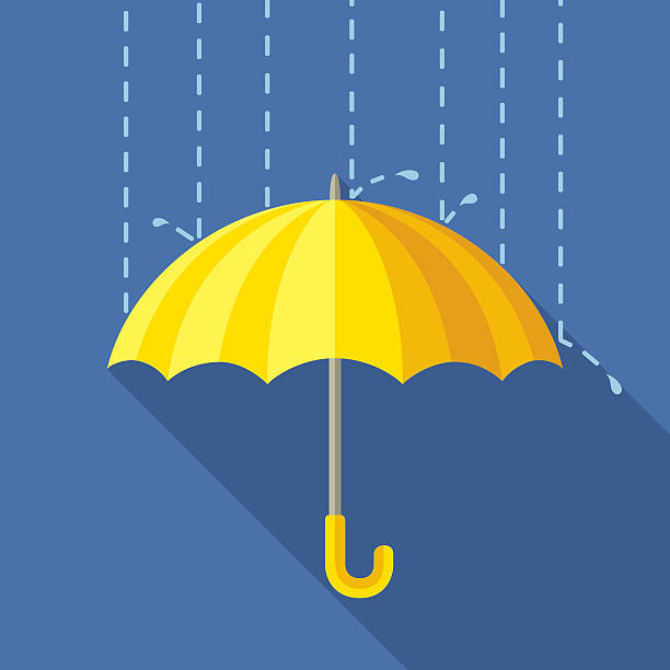 Yelow Umbrella Vector illustration of umbrella and rain. umbrella stock illustrations