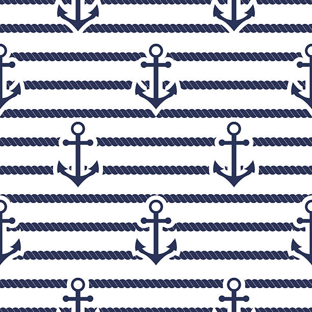 Set of sea and nautical seamless patterns. Vector illustration. Set of sea and nautical seamless patterns. Vector illustration nautical pattern abstract textile sailor summer anchor symbols. Travel nautical seamless pattern geometric style ornament. anchor vessel part stock illustrations