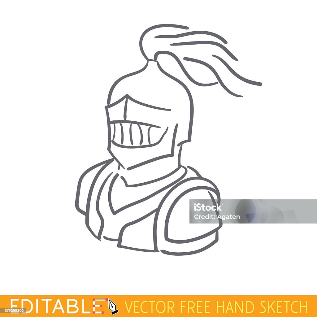 Medieval Knight. Editable vector icon in free hand style Medieval Knight. Editable vector icon in free hand style. Jousting stock vector