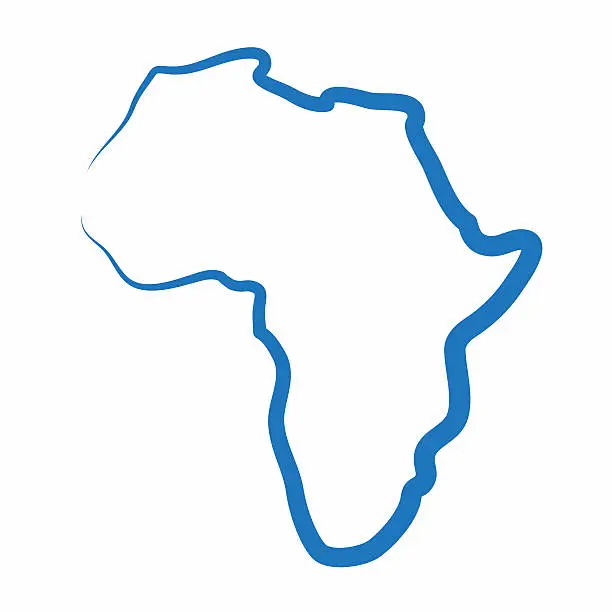 Vector illustration of Africa outline map made from a single line