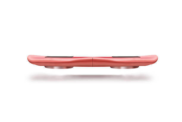 Red hover board scooter isolated, clipping path, 3d illustration. Red hover board scooter isolated, clipping path, 3d illustration. Smart hoverboard movie scoter. No wheel futuristic transport device. Future transportation technology. driver. Antigravity levitation hovering stock pictures, royalty-free photos & images