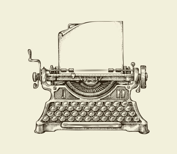 手描きのヴィンテージタイプライター。スケッチのパブリッシュ。ベクトルの図 - typewriter点のイラスト素材／クリップアート素材／マンガ素材／アイコン素材