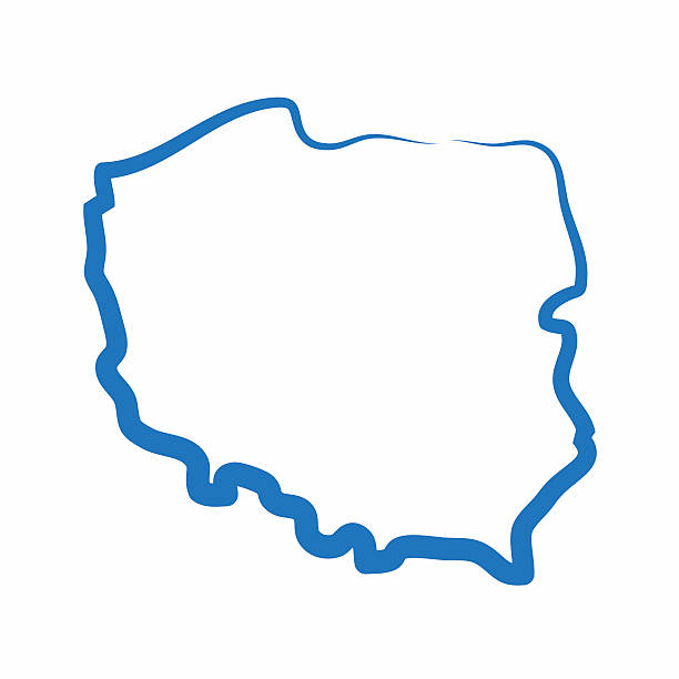 A vector outline map of Poland made from a single line