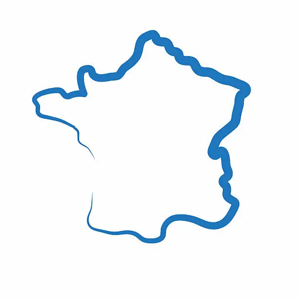 Vector illustration of France outline map made from a single line