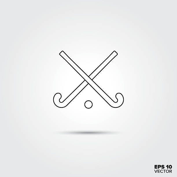 ilustraciones, imágenes clip art, dibujos animados e iconos de stock de palos de hockey e icono de línea de pelota - hockey sobre hierba