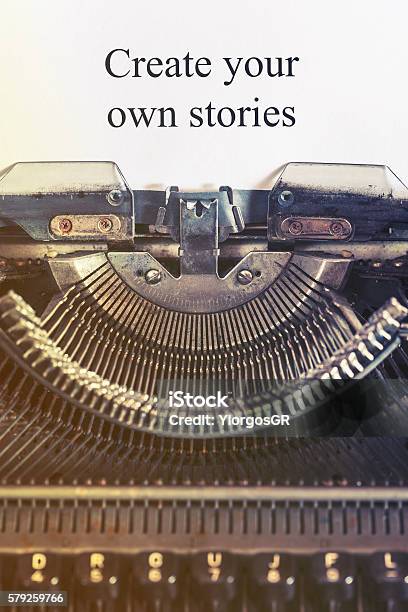 Create Your Own Stories Message Written On A Vintage Typewriter Stock Photo - Download Image Now