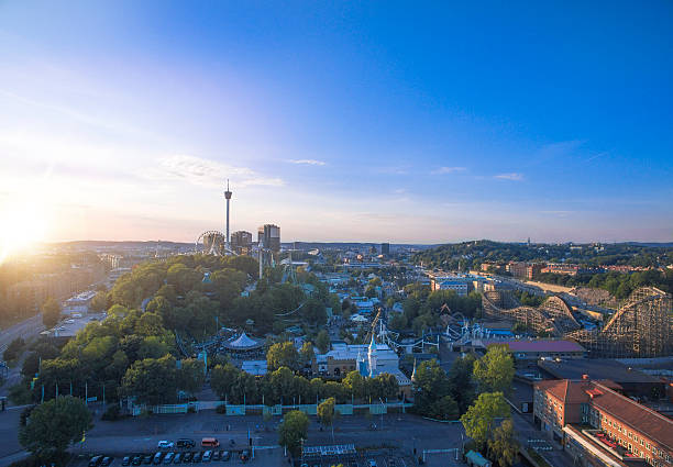 gothenburg city aerial view in sunset - göteborg bildbanksfoton och bilder