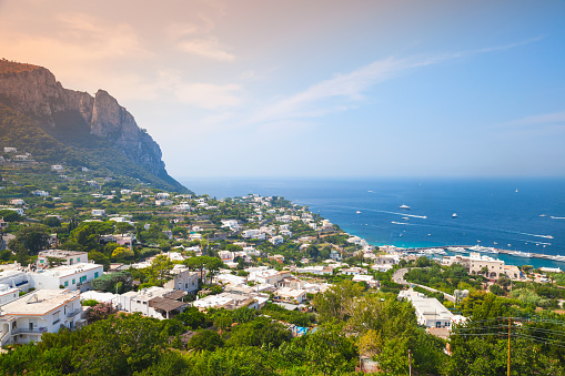 Mediterranean Sea coast. Coastal landscape of Capri island, Italy